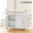 thumbnail image 3 of HOMCOM Mobile Kitchen Island with Power Outlet Drop Leaf Kitchen Cart White, 3 of 10