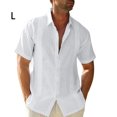 thumbnail image 5 of pitrice Men Shirt Casual Short Sleeve Breathable Replacement Button Down Solid Color Fashionable Home Dating Shirts Top White L 1Set, 5 of 5
