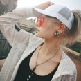thumbnail image 4 of Ponytail Messy Buns Trucker Plain Baseball Visor Cap Unisex Glitter Hat, 4 of 4