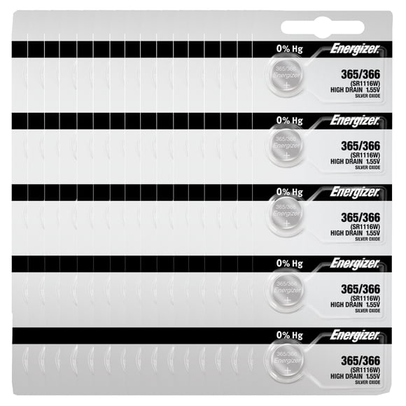 Energizer 365/366 SR1116W Silver Oxide Watch Battery (100 Pack)