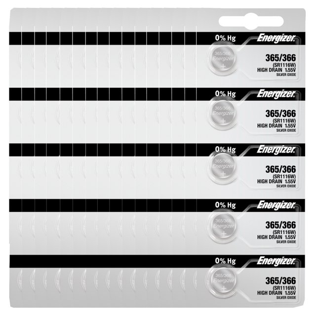 Energizer 365/366 SR1116W Silver Oxide Watch Battery (100 Pack)
