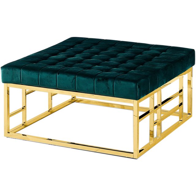 Best Master Furniture Pouf Carré Moderne Plaqué Or 36 Pouces Vert