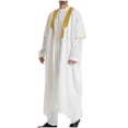 thumbnail image 4 of Pisexur Costume Renaissance pour Homme Robe Musulmane Robe Arabe Mi-Longue Style Long Manches Longues Brodé Col Montant Poche Longue Chemise Mode Décontractée Robe Costume Médiéval, 4 of 5