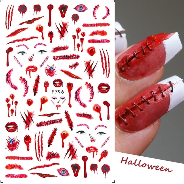 TopLLC Nail Stickers Nail Sticker Europe And America Halloween Halloween Red Matching Sticker Nail stickers