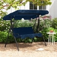 thumbnail image 1 of Costway Patio 3 Seats Canopy Swing Glider Hammock Steel Frame Cushioned Backyard Navy, 1 of 10