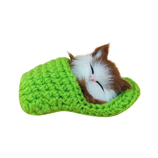 Dvkptbk Realistic Sleeping Plush Cat Furry Cat With Sound Creative Animals Decor Gifts