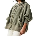 thumbnail image 1 of Vestes à Capuche Amples pour Femmes Couleur Unie Manches Longues Automne, 1 of 5