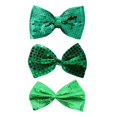 thumbnail image 1 of CUITING St. Patricks Day Bowties (3PCS) - Sequin Glitter Shamrock Green Neckwear, 1 of 6