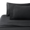 thumbnail image 3 of Marina Decoration Ultra Soft Silky Deep Pocket Solid Rayon from Bamboo Bedding All Season Sheet Set, Black Color, 3 of 7