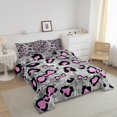 thumbnail image 3 of Erosebridal Pink Bowknot Bedding King Comforter Set, Kawaii Leopard Print Down Comforter, Princess Room Decor, Ultra Soft 3pcs, 3 of 7