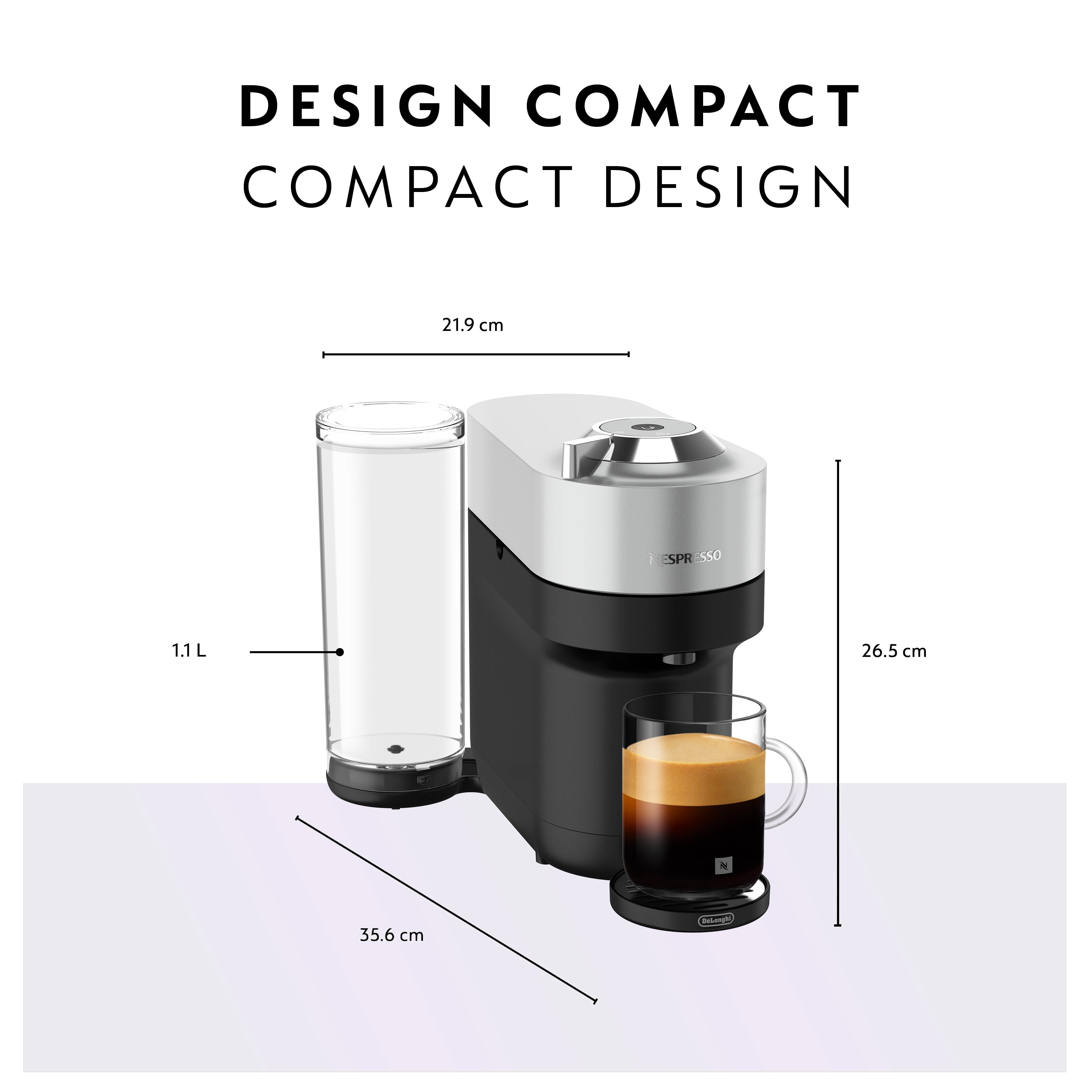 Machine à Café et Espresso Nespresso Vertuo Pop+ par De'Longhi, Argent