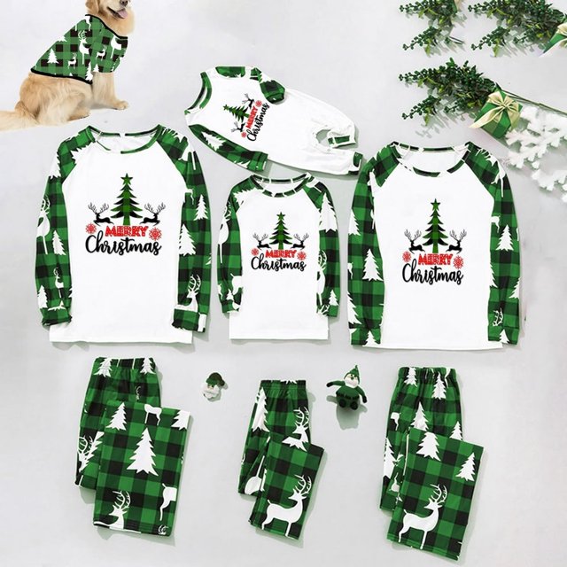 MASRIN Matching Pjs For Family Christmas Pajamas for Family Pjs Matching Set Family Christmas Pajamas Soft Xmas Pajamas Matching Sets Top Pants Christmas Hat Pjs