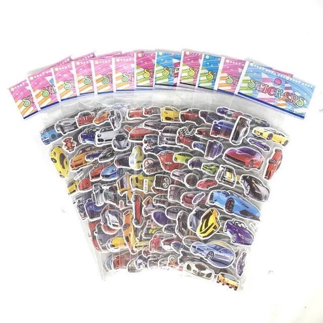 12 Sheets/Set Dinosaur Series Cartoon Stickers For Child Notebook Skateboard DIY Waterproof Cute Sticker Toy Boys Gift Cars 1