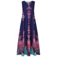 thumbnail image 4 of SMihono Robe Bohème d'Été pour Femmes Grande Taille Femmes Vintage Quotidienne Décontractée Sans Manches à Rayures Imprimée à Col en V Robe Maxi d'Été, 4 of 5