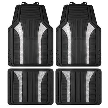Tapis de sol de voiture en caoutchouc pailletés argentés Auto Drive – Ensemble de 4 pièces