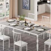 Ourlova 71 Inch Farmhouse Dining Table for 6-8 People Rectangular Wood Kitchen Table with Heavy Duty Legs Kitchen Dining Room Table for Dining Room Kitchen Wash Grey