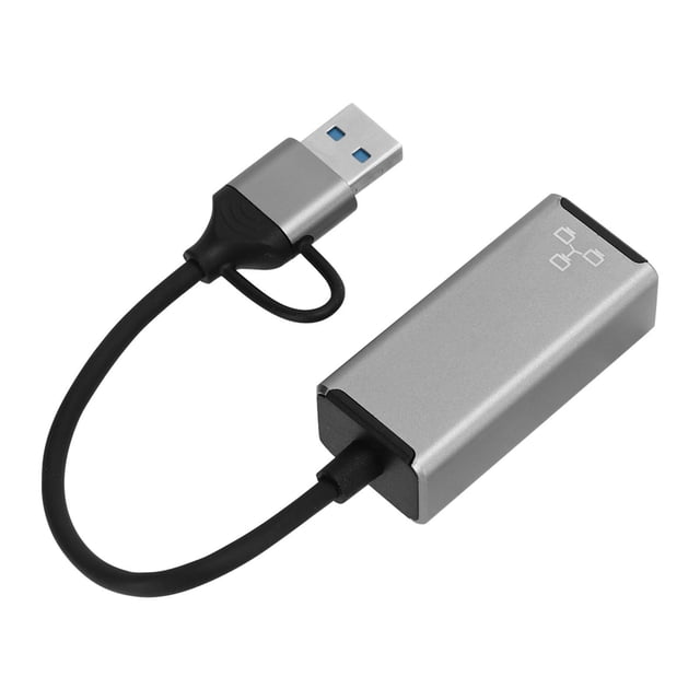 Adaptateur Type C vers Ethernet USB-C, Adaptateur USB A vers RJ45 Plug And Play, Adaptateur RJ45 pour Ordinateurs Portables, Téléphones Mobiles, Tablettes