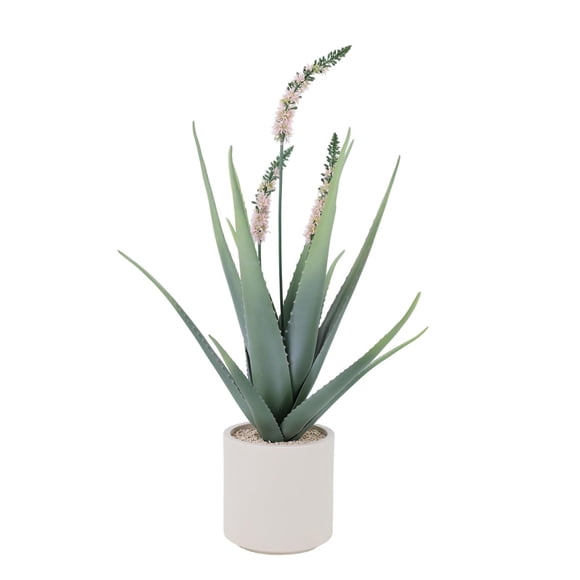 BeesClover 40.16 in Realistic Tall Artificial Aloe Vera Plant Indoor, UV Resistant Faux Aloe Plant with Realistic Leaves and Flowers with Planter and Real Gravel for Home Office Porch Patio