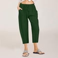 thumbnail image 2 of Penkiiy Women's Casual Wide Leg Capris, Army Green, S, 2 of 5