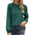 thumbnail image 1 of Timegard Hauts pour Femmes Manches Longues Col Rond T-Shirts Décontractés Confortables Couleur Unie Blouses Basiques, 1 of 7