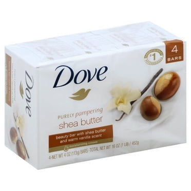 Dove Pain de Beauté 1/4 de Crème Hydratante Beurre de Karité, 106 g (4 pains)