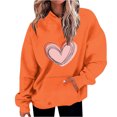 thumbnail image 1 of Plebaso Sweat à Capuche Imprimé Cœur pour Femmes, Manches Longues, Pull Ample avec Poches, 1 of 5