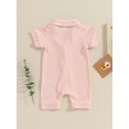 thumbnail image 4 of xiaxaixu Baby Boys Girls Jumpsuits Short Sleeve Lapel Collar Button Down Textured Rompers Newborn Pajamas, 4 of 8