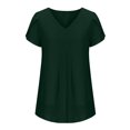thumbnail image 4 of Timegard Hauts pour Femmes Été Chiffon Col en V Manches Courtes Pétale Blouse Plissée Fluide Tunique Décontractée Hauts, 4 of 6