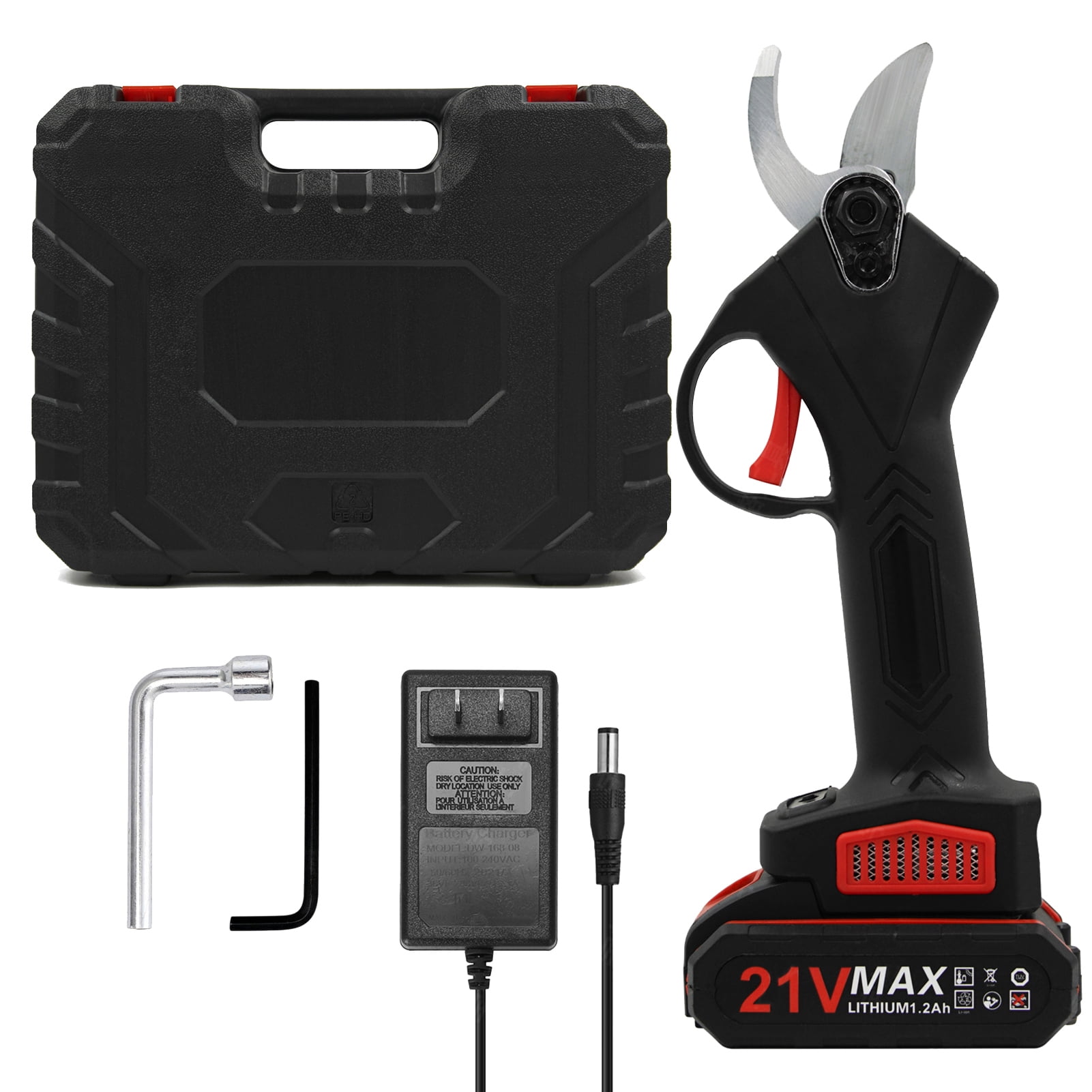 Labymos 21V Portable Handheld Cordless Electric Pruning Shears with Carry Case Rechargeable 1200mAh Lithium Battery & Powered Tree Branch Pruner Garden Clippers 30mm Cutting Diameter