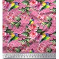 thumbnail image 1 of Soimoi Poly Georgette Fabric Bird,Leaves & Rose Floral Decor Fabric Printed Yard 52 Inch Wide, 1 of 3