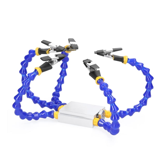 TFixol Outil d'Assistant de Soudure Flexible à 5 Bras avec Base en Alliage d'Aluminium, Tubes PP Réglables et Clips Résistants à la Chaleur pour Réparations de Précision PCB et Modèle