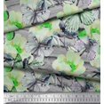 thumbnail image 2 of Soimoi Green Poly Georgette Fabric Stripe,Floral & Butterfly Print Sewing Fabric BTY 42 Inch Wide, 2 of 3