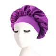 thumbnail image 2 of Fashion Women Beading Braid Hat Muslim Ruffle Cancer Wrap Cap Sleep Caps Satin Lined Hair Bonnets, 2 of 2