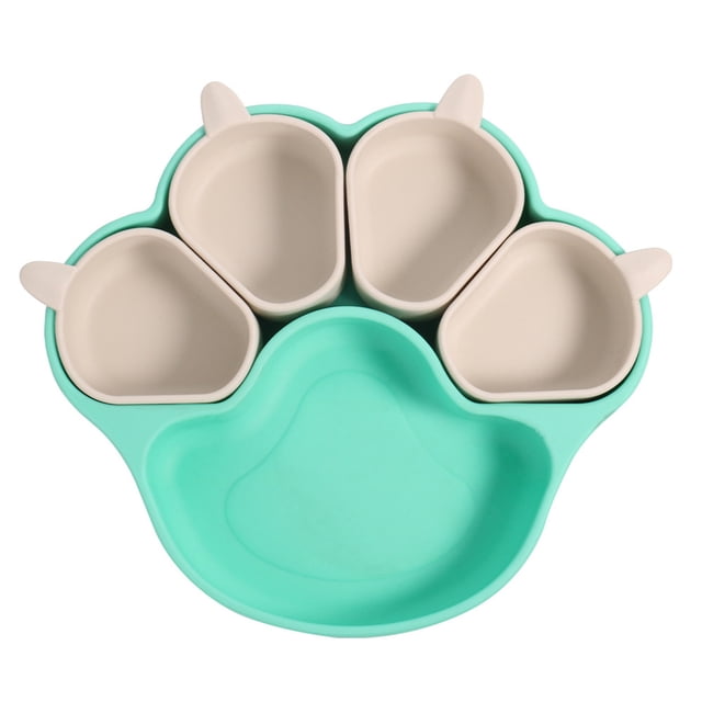 Binwennn Multifunctional Silicone Bowl Children's Bowl Pet Bowl Cat And Dog Bowl Set Silicone Plates For Children Plates With Suction Cat Silicone Plates In The Shape Of Cat Cat Pad Dog Bowls with Mat