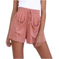 thumbnail image 2 of CEHVOM Womens Drawstring Cotton And Linen Elastic Waist Pocket Solid Shorts Pants, 2 of 4