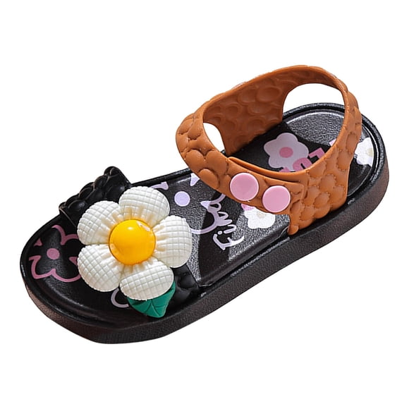 BYHONG Toddler Girls Sandals - Non-Slip Rainbow Sole with Princess Charm | Lightweight Breathable Design for Beach/Walking (Sizes 4-8, Machine Washable) Black 11 (US Size)