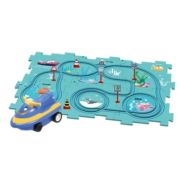 Rail Car Building Toys Puzzle Tracks Jigsaw Set Funny Brain Development Hand Eye Coordination Track Building Blocks for Children Land theme