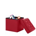 thumbnail image 1 of Foldable Furniture Box Storage Tufted Leather Ottoman Foot Rest (Small, Burgundy), 1 of 4