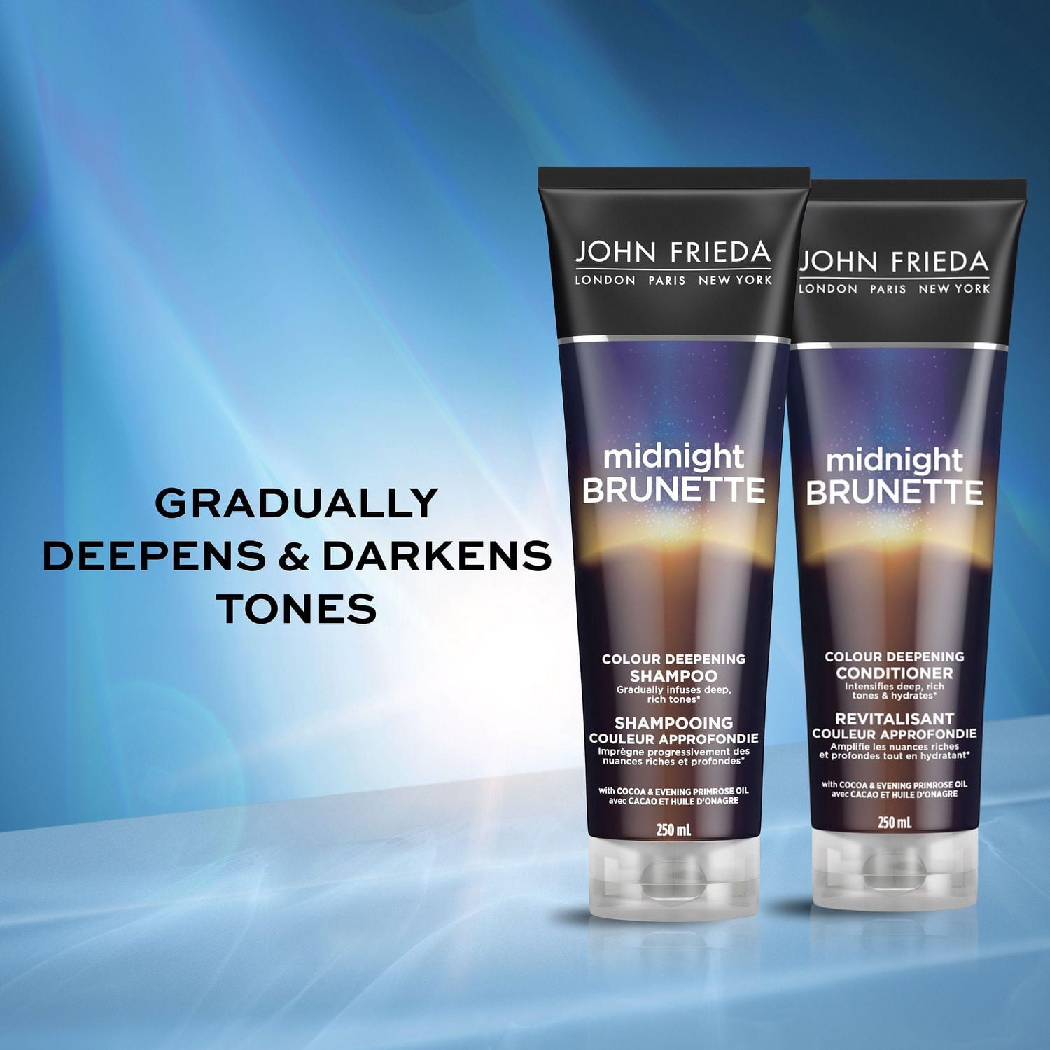 John Frieda Midnight Brunette Shampooing Couleur Approfondie, pour des Cheveux Doux et Riches