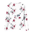 thumbnail image 4 of IROINID en Solde T-Shirt à Manches Longues en Polyester pour Femmes Confortable Dames Col Rond Hauts Amples T-Shirts Imprimés Blouse, Blanc, 4 of 5