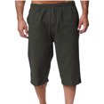 thumbnail image 1 of EOYWHK Mens Linen Capri Pants Summer Loose Fit Lightweight Sleep Shorts Elastic Waist Drawstring with Pockets, 1 of 6