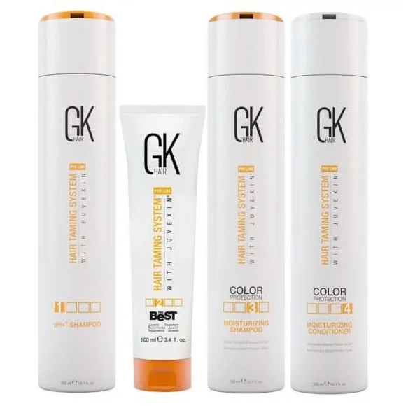 GK HAIR Global Kératine The Best Trousse (3.4 Fl Oz/100ml) Traitement Capillaire à la Kératine Lissant Professionnel Complexe Brésilien Brushing Lissant pour des Cheveux Soyeux et Lisses et Sans Frisottis