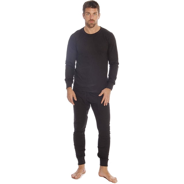 Men's thermal underwear set by Biinggo, including a long-sleeve top and matching pants in a dark colour. Designed for warmth and comfort, suitable for layering during cold weather.