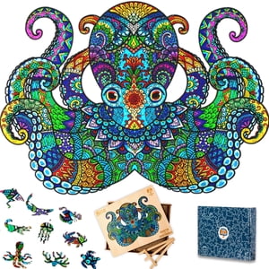 Jigsaw Puzzles for Adults XL 325 Piece (18.1 x13 ) - Octopus Wooden Jigsaw Puzzle for Adults by The Puzzled Tree