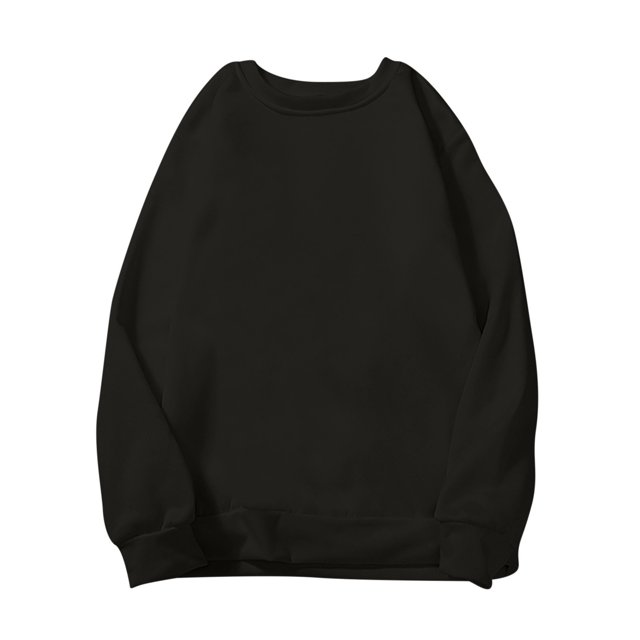 Chandail Blouse à Manches Longues pour Femmes, Couleur Unie, Coupe Ample, Col Rond, en Noir. Fait de polyester Doux et Confortable, Offrant une Coupe Décontractée, des Manches Longues et un Encolure Ronde. Convient aux Tenues Décontractées au Printemps, en Automne Ou en Hiver. Idéal à Agencer avec des Pantalons, des leggings Ou des jeans pour un Style Tendance.