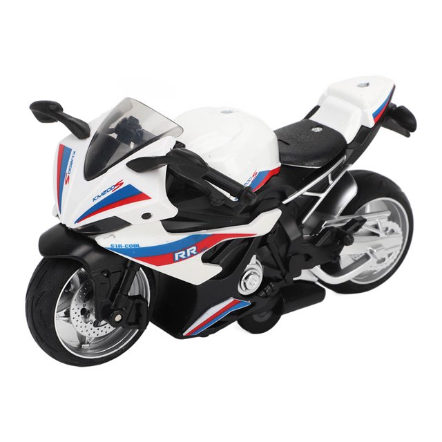 Kids Motorcycle Toy, Pull Back Alloy Motorcycle Model Toy Improve Sensory Perception Fine Details For Display White