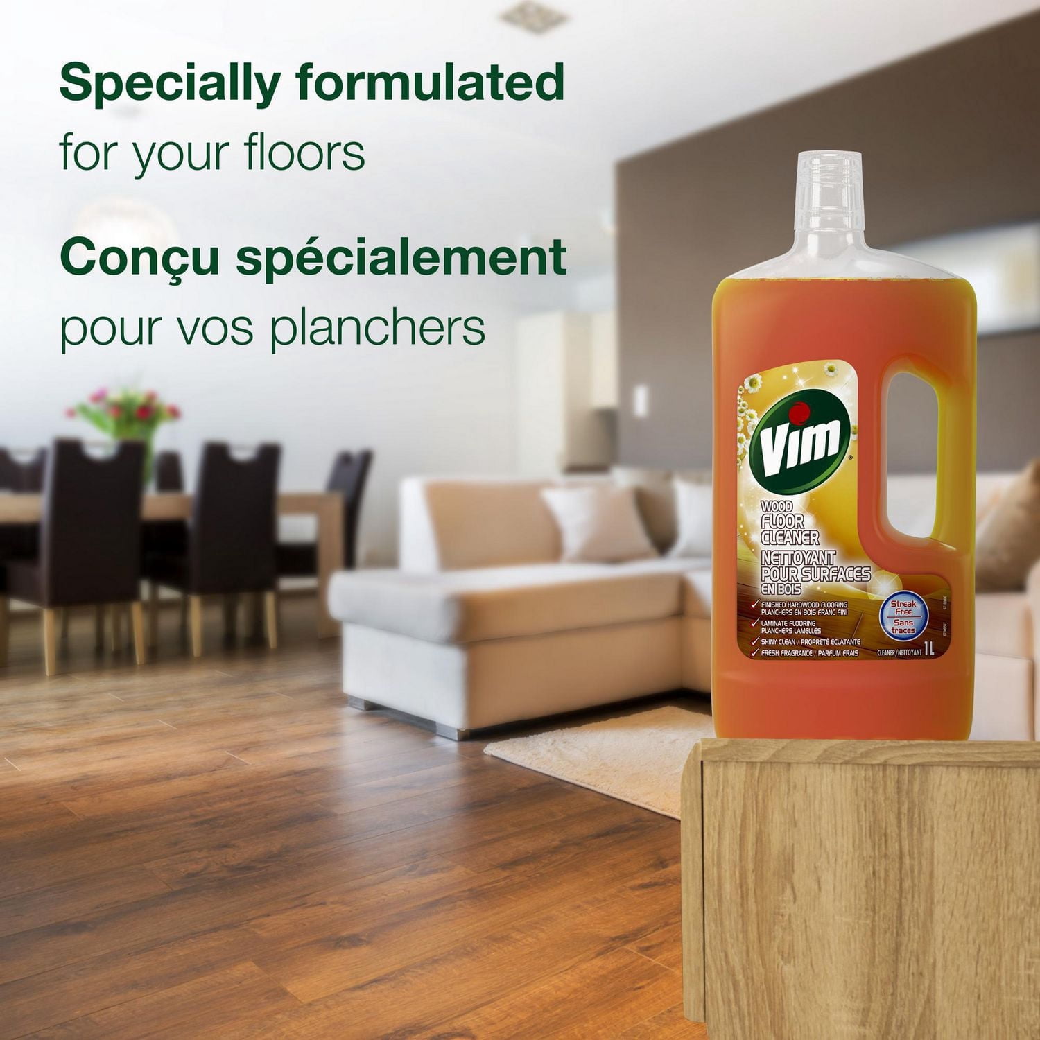 Vim Nettoyant pour Surfaces en Bois, Parfum Frais, 1L