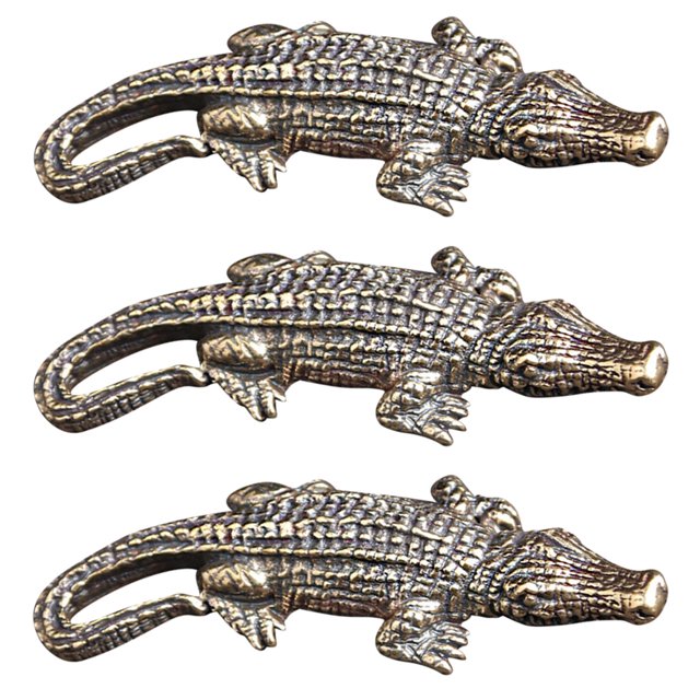 3PCS Laiton Rétro Alligator Pendentifs Porte-Clés de Bureau Ornements en Laiton Alligator