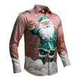 thumbnail image 1 of Kcodviy Mens Christmas Santa Digital Long Sleeve Shirt with Button 3D Printed Button Lapel Long Button Long Sleeve Shirt Top, 1 of 4