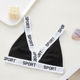 thumbnail image 4 of ManxiVoo Contrast Trim Bralette with Fashionable Letter Detail Comfortable Wireless Triangle Cup Top L Size Black, 4 of 5